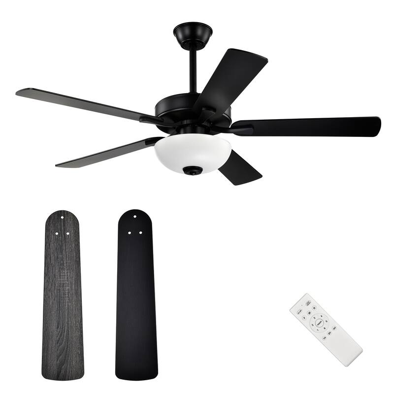 52-in Matte Black/Brushed Nickel/White 5-Blade Indoor Reversible Ceiling Fan with LED Light and Remote Control - 52 inch - Matte Black