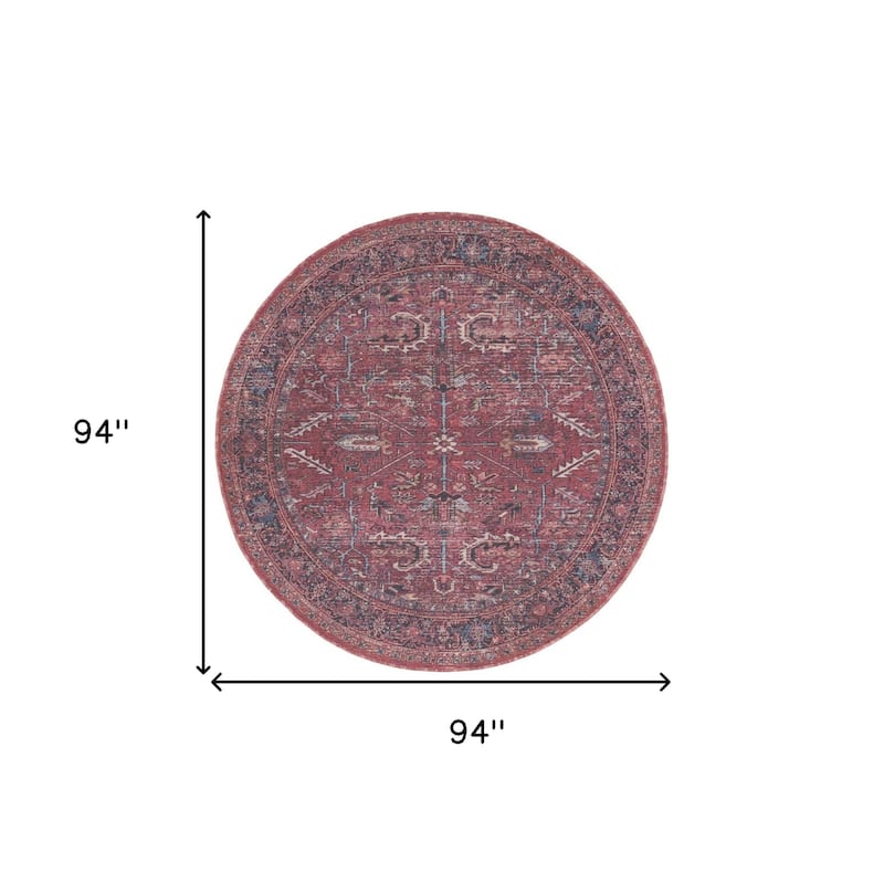 Power Loomed Distressed Geometric Floral Traditional Area Rug - 94' X '94' X '0.28