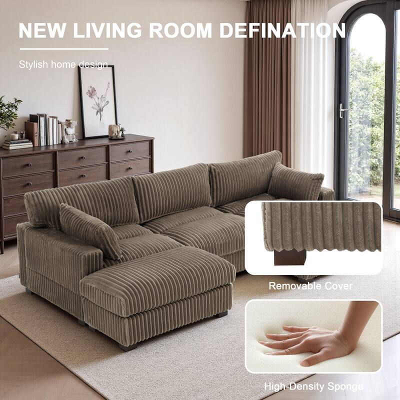 Oversized U-shaped Plush Modular Sectional Sofa Set
