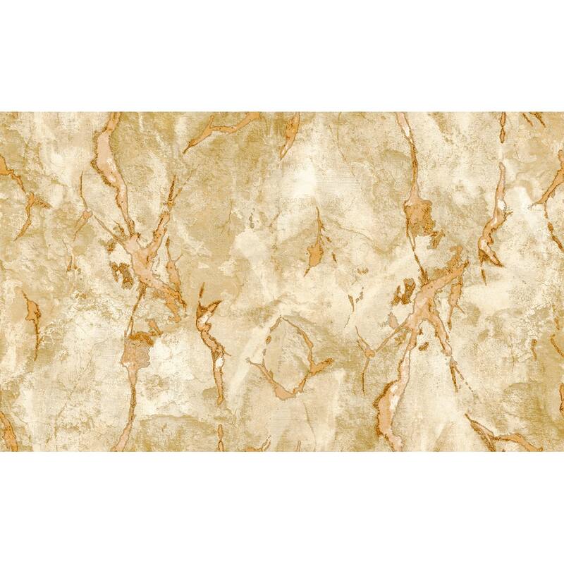 Galerie Wallcoverings Italian Design Collection Marmo Marble Effect Vinyl on Non-woven Metallic Wallpaper Roll Double Width - 33-feet long x 42-inches wide - Orange/Gold