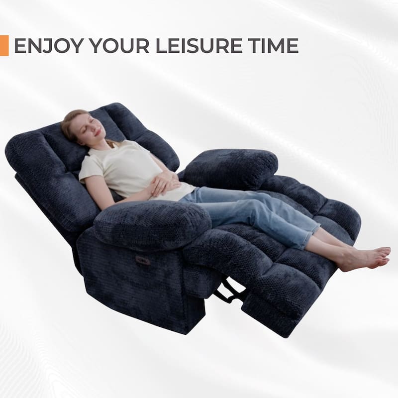 Power Oversized Recliner Zero Gravity Big Man Extra Large Recliner Chair for Living Room with USB Port 24" Wide Seat,Gray