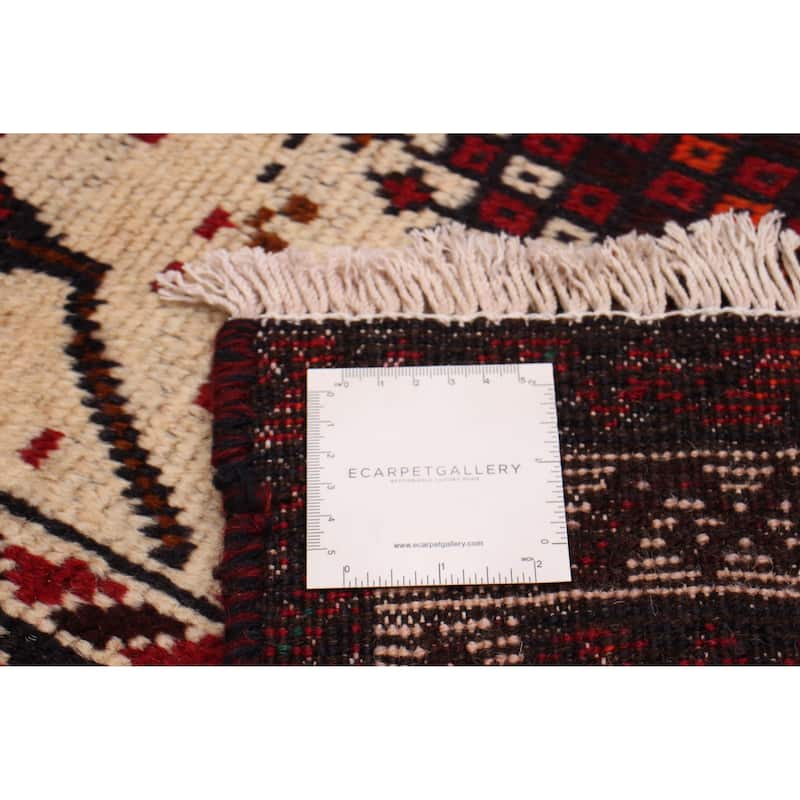 ECARPETGALLERY Hand-knotted Royal Baluch Cream, Red Wool Rug - 3'6 x 6'4