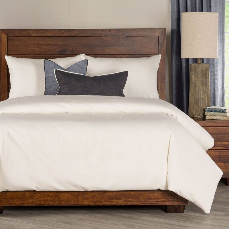 Overall Denim-Style Duvet & Insert Set - White - Twin