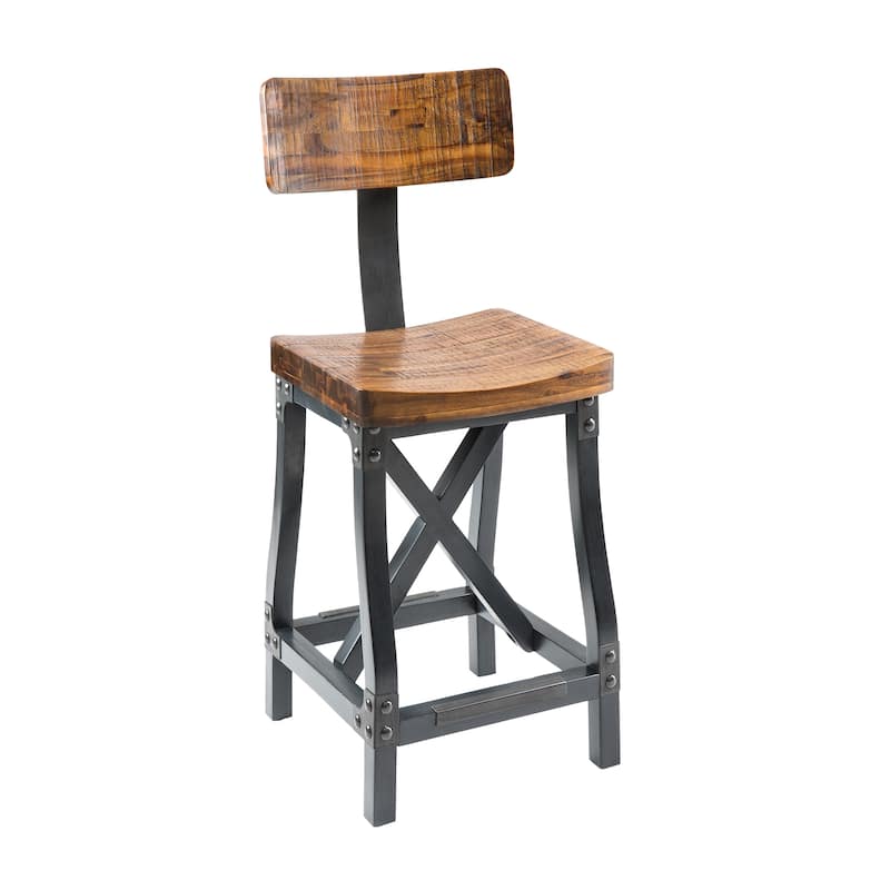 INK+IVY Lancaster Barstool with Back - Amber/Graphite