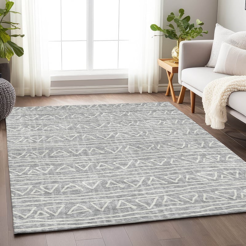 Premium Washable Super Soft Geo Mayfield Rug - Gray - 3' x 5' - Rectangle