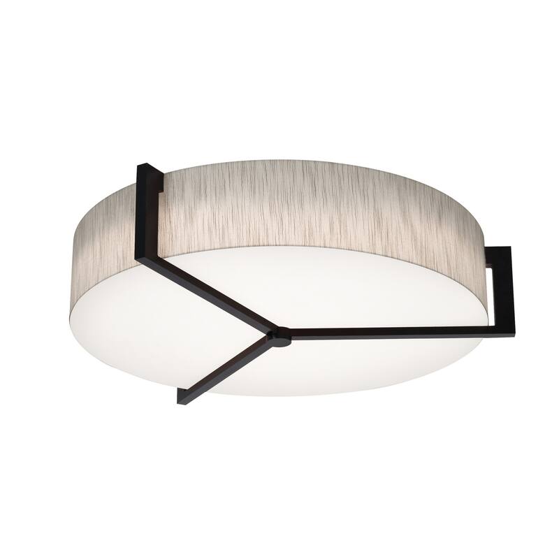 AFX APF2432MBES Apex 3 Light 28" Wide Flush Mount Drum Ceiling Fixture - Espresso / Jute / White