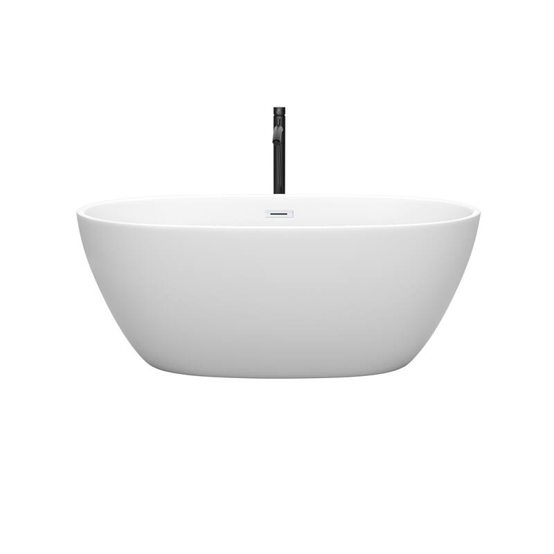 Wyndham Collection Juno 59-Inch Matte White Freestanding Tub w/ Faucet