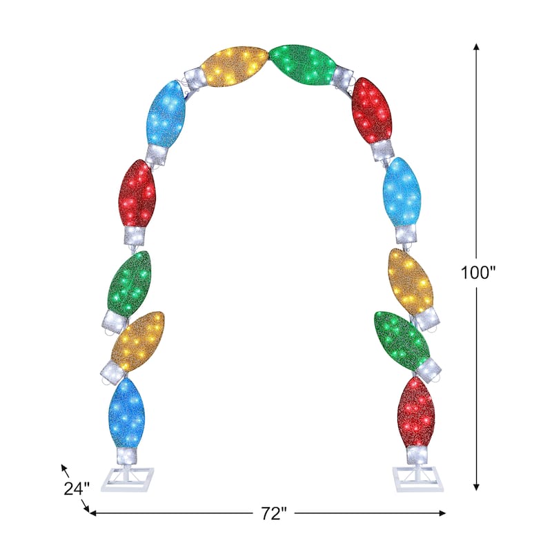8 ft. Illuminated Tinsel C9 Bulb Arch