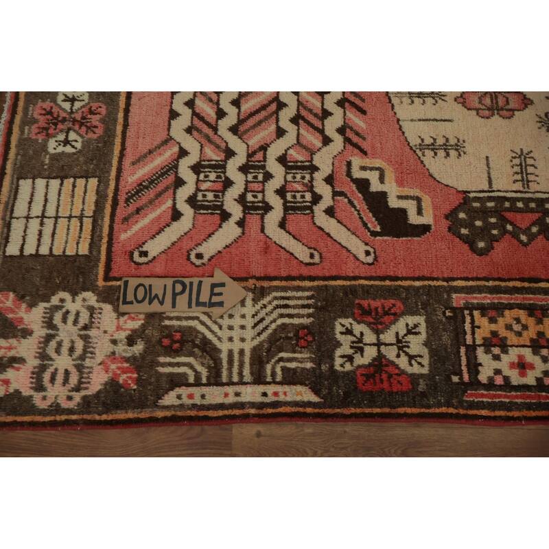 Hand Knotted Oriental 100% Wool Carpet Transitional Geometric Pink Khotan Area Rug - 8' 10'' X 5' 0''
