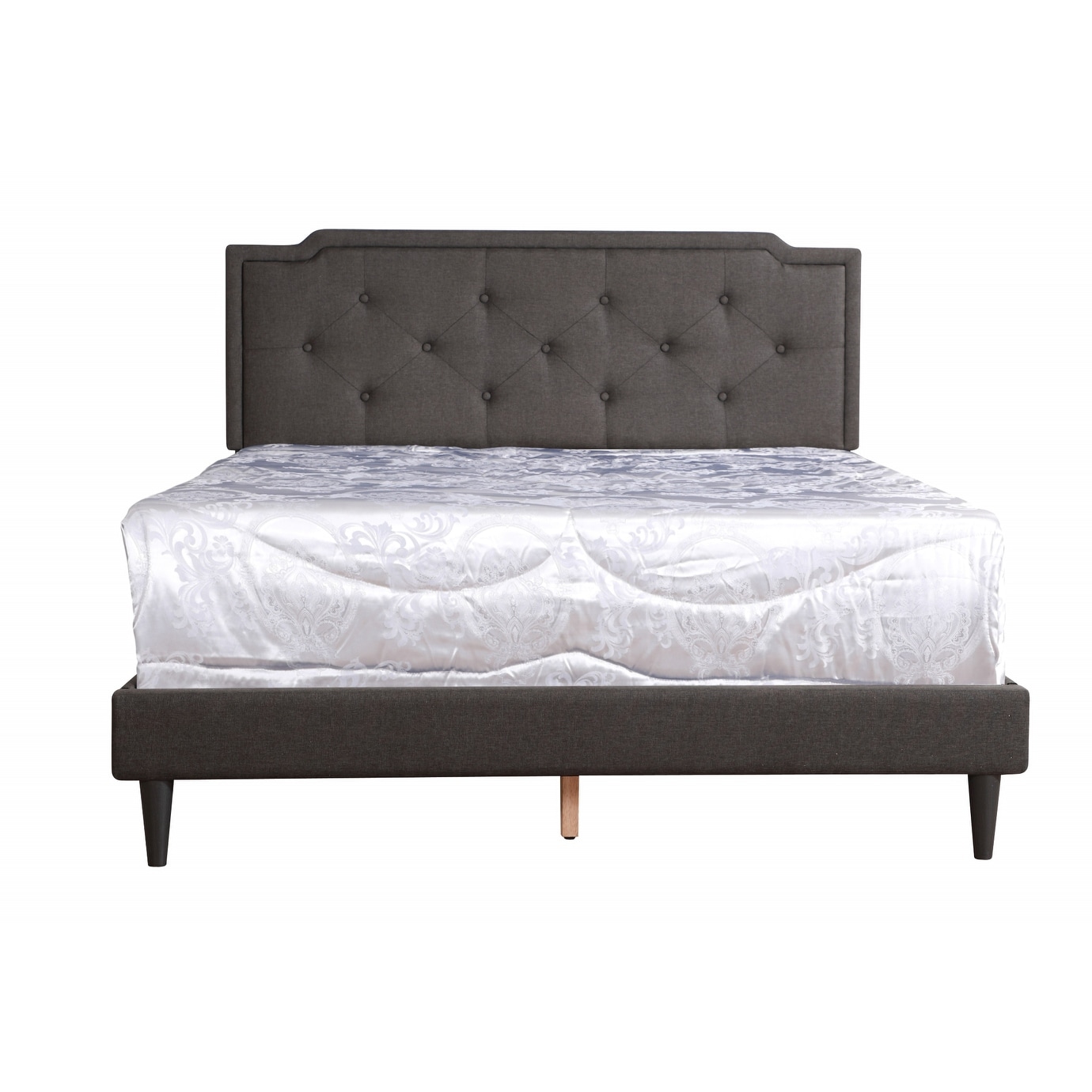 Adjustable Twill Tufted Upholstered Queen Panel Bed - 85" - Dark Gray