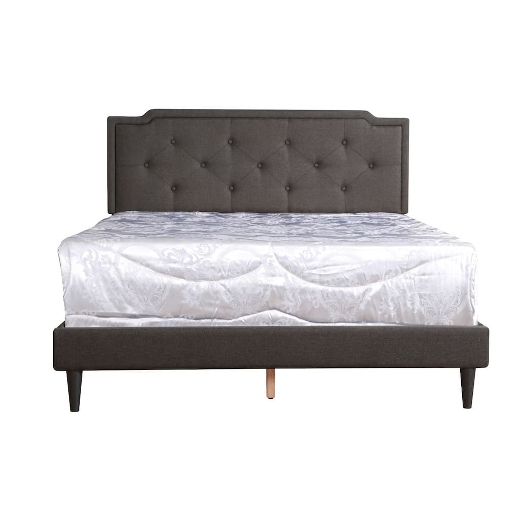Adjustable Twill Tufted Upholstered Queen Panel Bed - 85" - Dark Gray