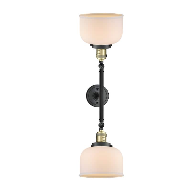 Innovations Lighting Large Bell 2 Light 23" Wide Bathroom Vanity Light - Black Antique Brass / Matte White