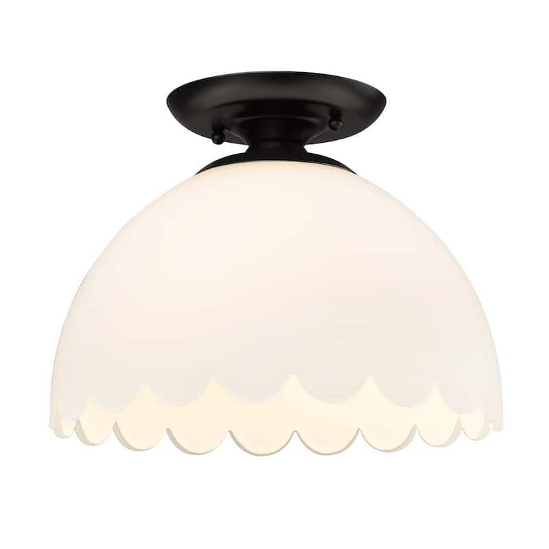 Dorinda 12.25" Wide 1-Light Semi-flush with Opal Shade