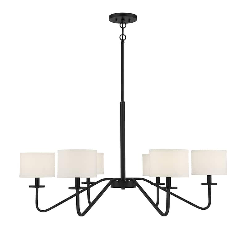 Meridian M10092 6 Light 42" Wide Chandelier with White Fabric Shades - Matte Black