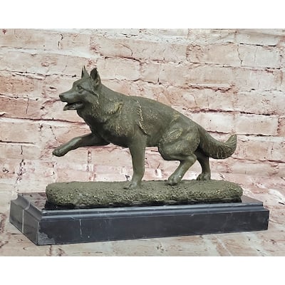Bronze German Shepherd Statue – Guard Dog Sculpture Decor