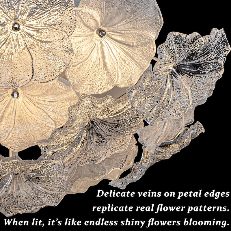 LED Flush Mount Ceiling Light with Clear and Frosted Glass Petal Design