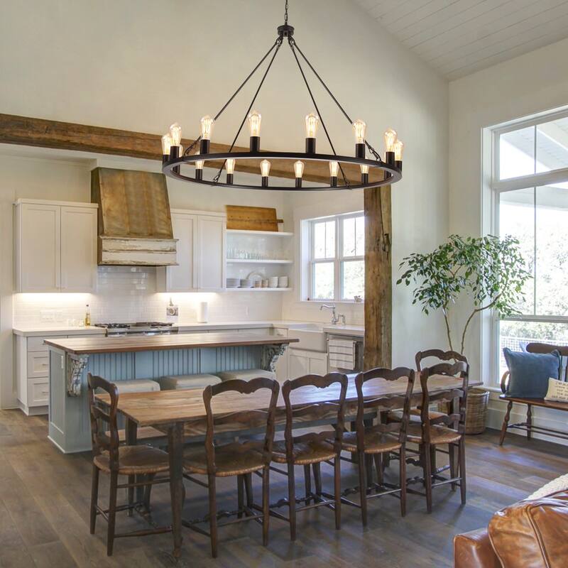 16-Light Farmhouse Chandelier , 47.24 In Wagon Wheel Chandelier for Dining Room Living Room Bedroom Kitchen