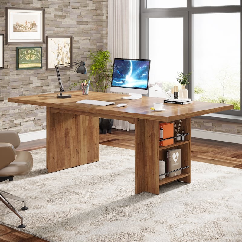 63-in Large Executive Desk, Home Office Desk Large Computer Writing Table with Storage