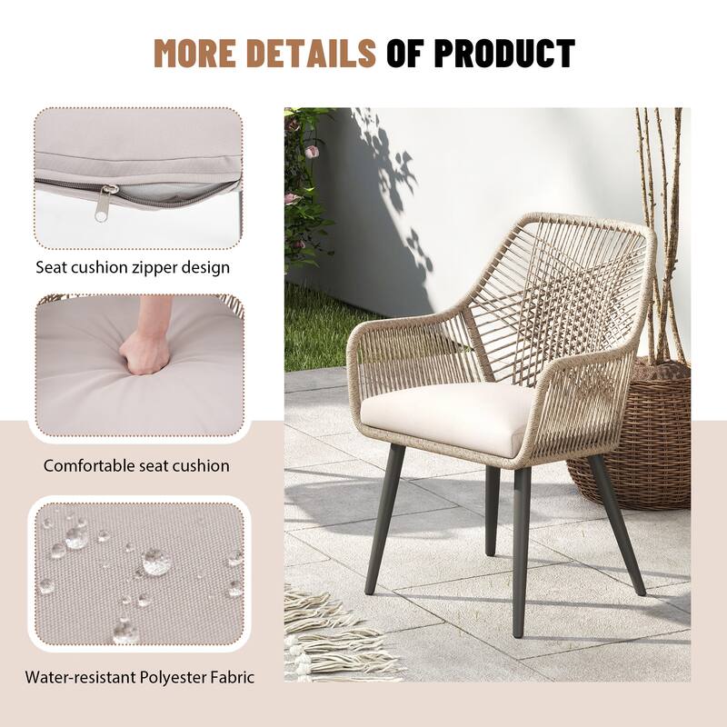 7-Piece Outdoor Dining Set - Iron Frame with Cross Wicker Back Chairs & X-Base Table