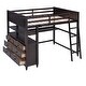 preview thumbnail 7 of 53, Full size Loft Bed with Drawers, Built-in Desk and Shelves, Espresso