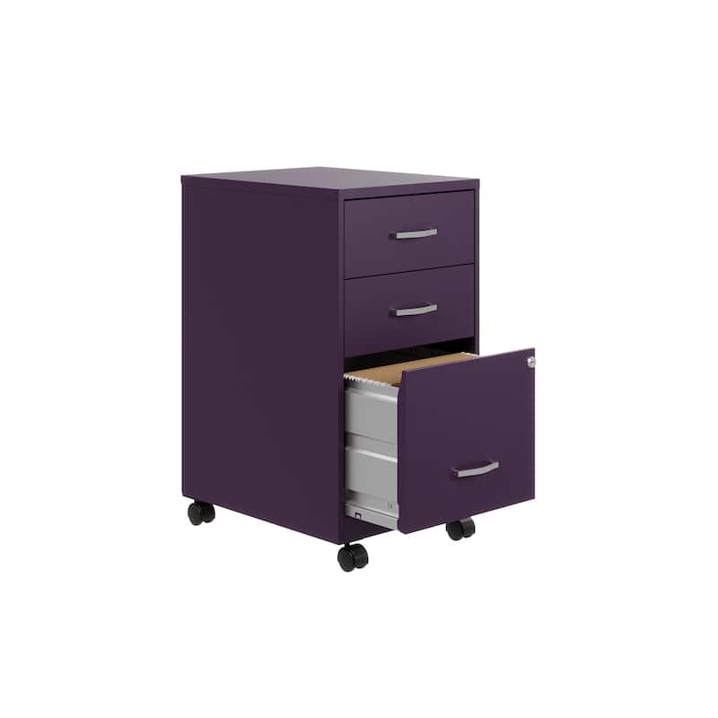 Space Solutions 18"Deep 3 Drawer Mobile Organizer Metal Cabinet, Black