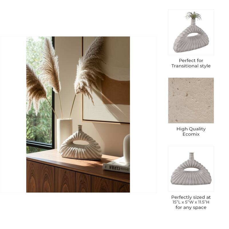 Pottery Vase Sculptural Open Center for Decorative Table Accent