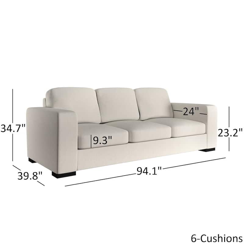 Lionel Modern White Fabric Down-filled Sofa by iNSPIRE Q Artisan