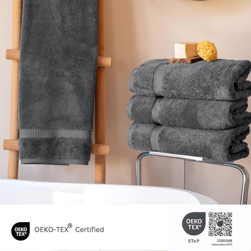 Salbakos Cotton Bath Towels Turkish Cotton Soft Absorbent Set of 4 - 27x54