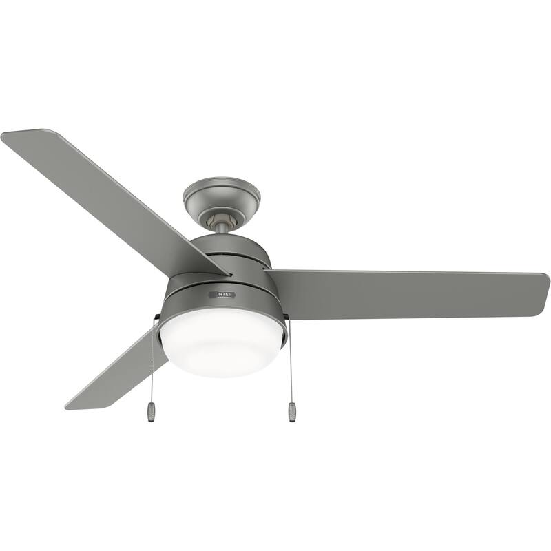 Hunter 52" Aker Outdoor Ceiling Fan with LED Light Pull Chain, Damp Rated - Scandinavian, Contemporary, Transitional