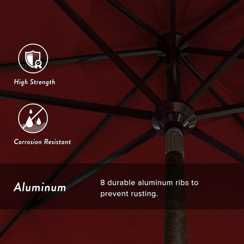 California Umbrella 11' Rd Sunset Series Patio Umbrella Bronze Aluminum Frame Crank Lift Auto Tilt With Olefin Royal Blue