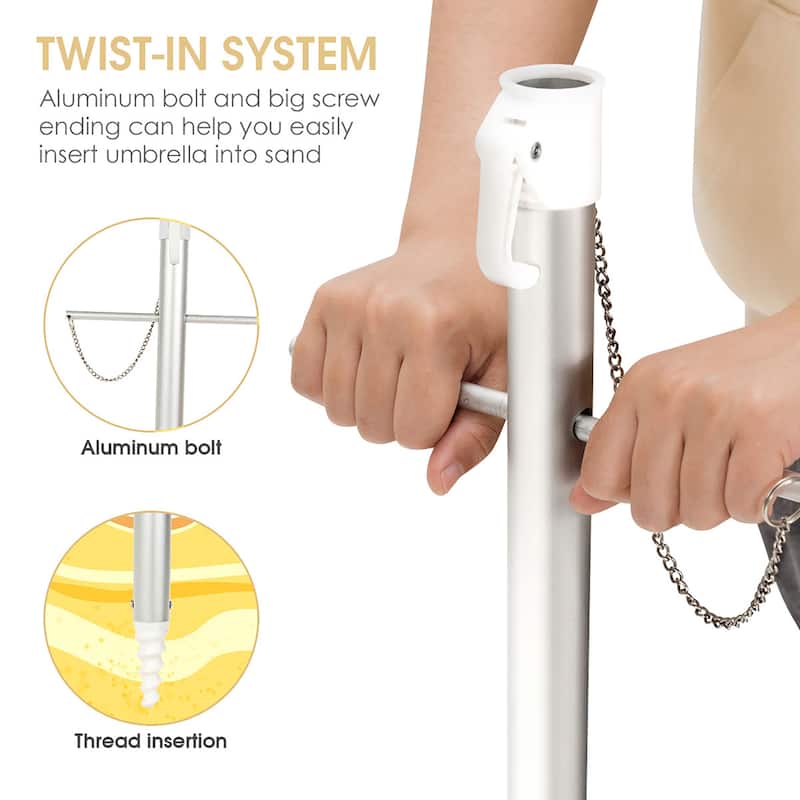 Costway 6.5 FT Patio Beach Umbrella Sun Shade Tilt Aluminum Sports