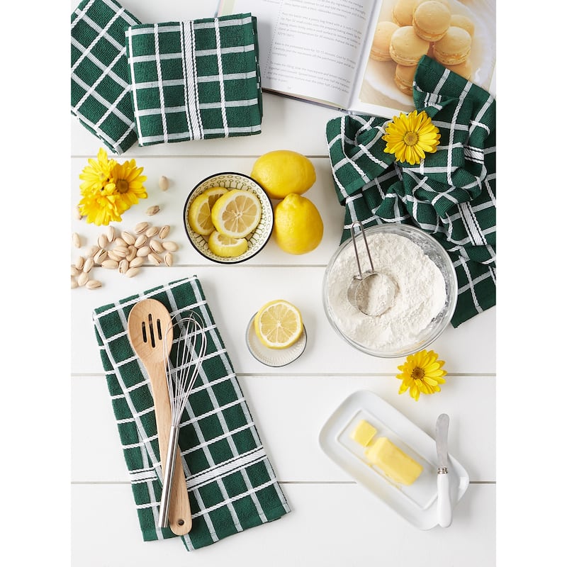 DII Solid Honey Gold Windowpane Terry Dishtowel 4 Piece
