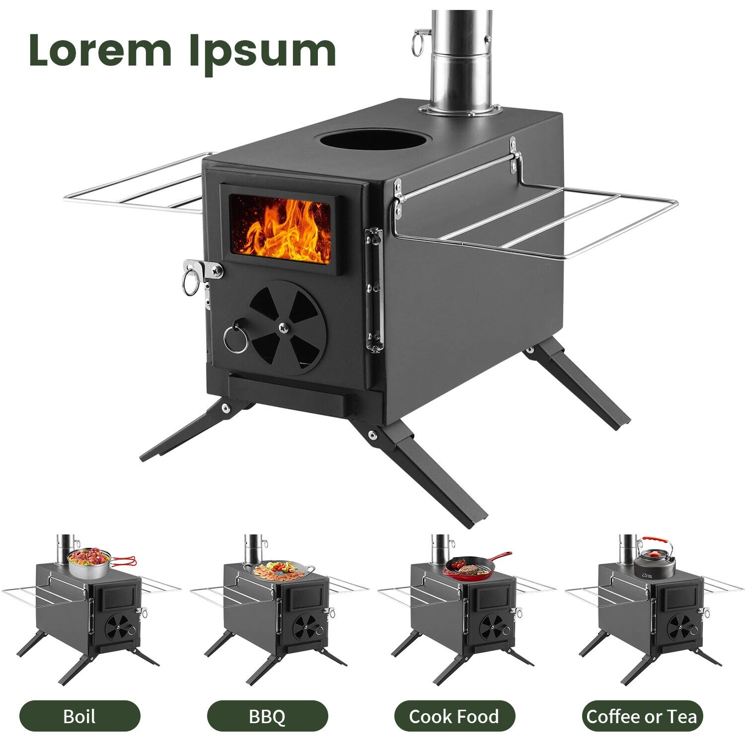 Fortune Candy Camping Tent Stove SoloWilder Large Portable Carbon