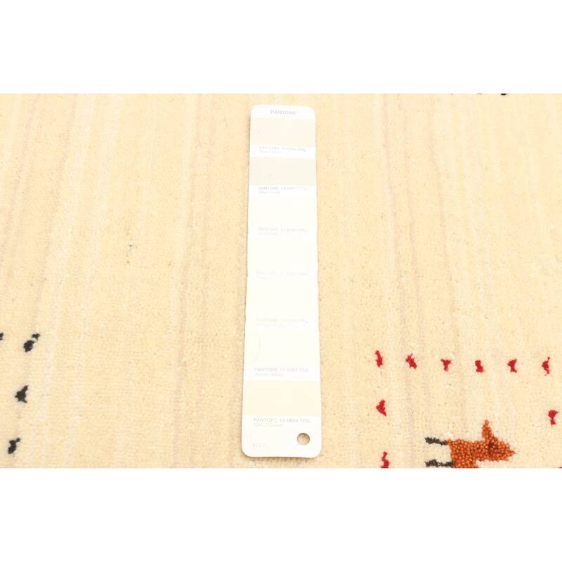 ECARPETGALLERY Hand Loomed Kashkuli Gabbeh Cream Wool Rug - 3'1 x 4'9