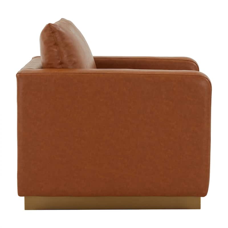 LeisureMod Nervo Modern Leather Accent Arm Chair With Gold Base - 32.75