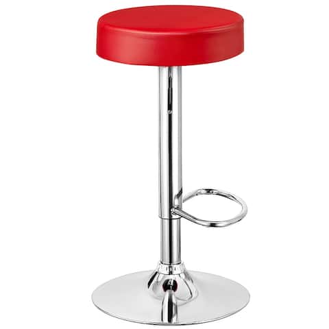 Costway Set Of 2 Round Bar Stool Adjustable Swivel Pub Chair W/ Footrest White\Red\Black