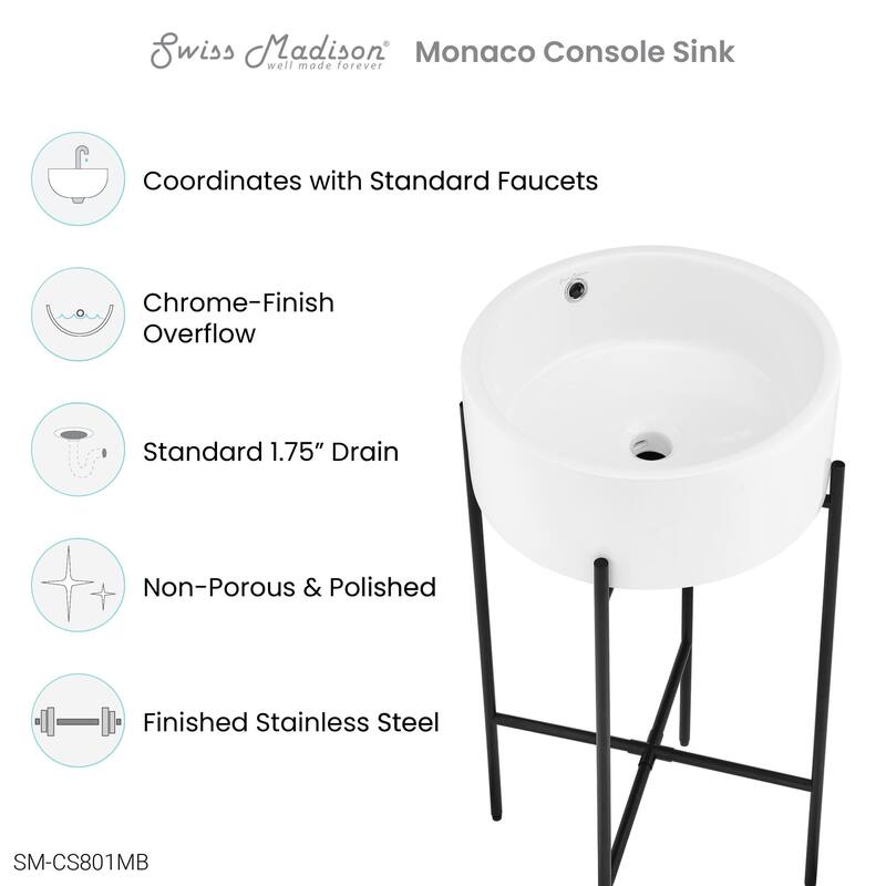 Swiss Madison SM-CS801 Monaco 16-1/8" Circular Ceramic Console