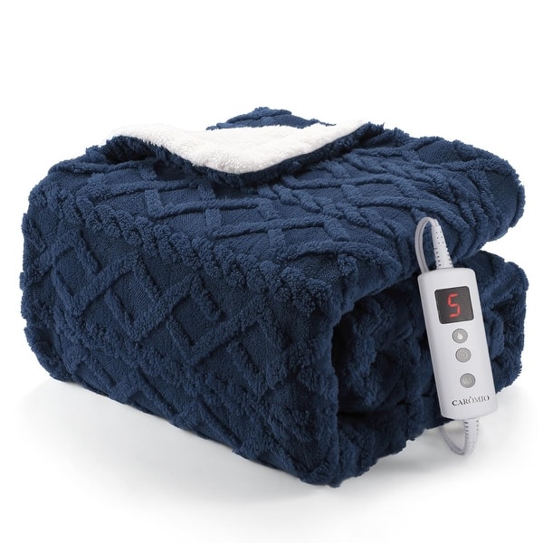 slide 2 of 54, Heated Blanket, Soft Washable Electric Blanket, Heating Blanket for Bedding, Fuzzy Blanket, 10 Heat Settings, Fast Heating Navy Blue - Throw