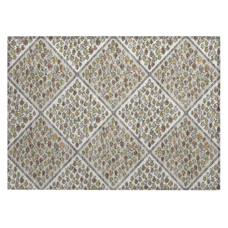 Machine Washable Indoor/ Outdoor Diamond Fish Chantille Rug