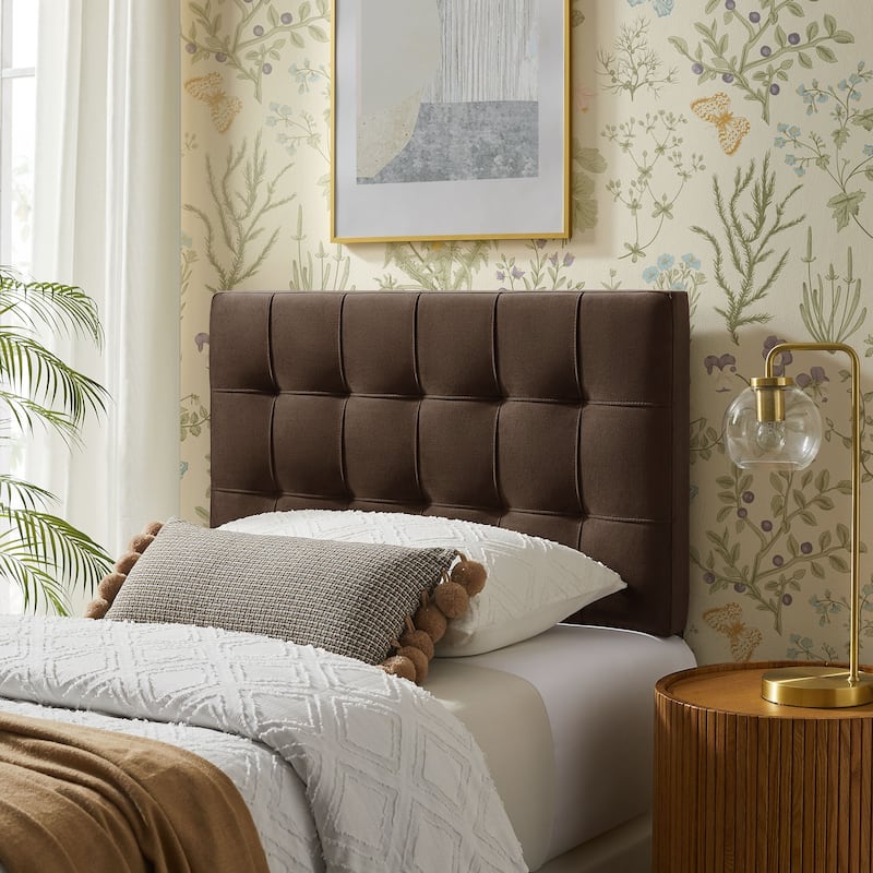 Lily Biscuit Tufted Performance Velvet Headboard - Chocolate Brown - Twin