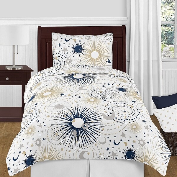 4pc Celestial Twin Kids Comforter Bedding Set Navy and Blue Sweet Jojo Designs