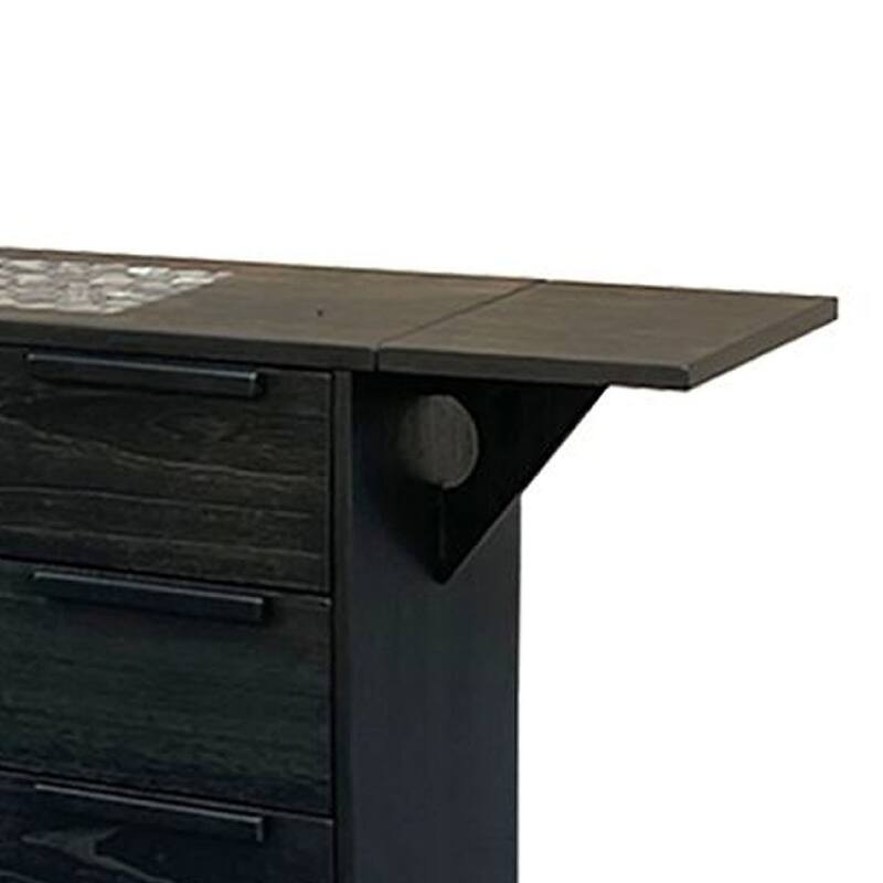 Anise Buffet Server Console with Side Cabinet and Drawers, Black Mahogany