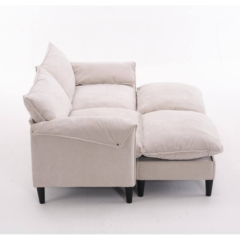 2-Seater U-Shaped Convertible Combination Sofa with Footstools and Storage