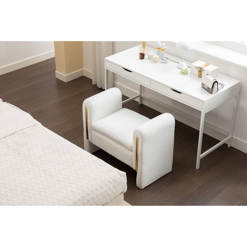 Single Bench For Bedroom Indoor - Ivory Teddy