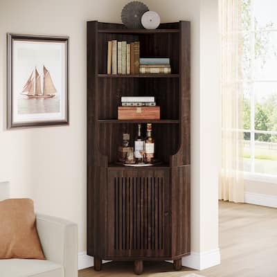 68 Inches Tall Corner Cabinet, 6-Tier Corner Shelf with Doors