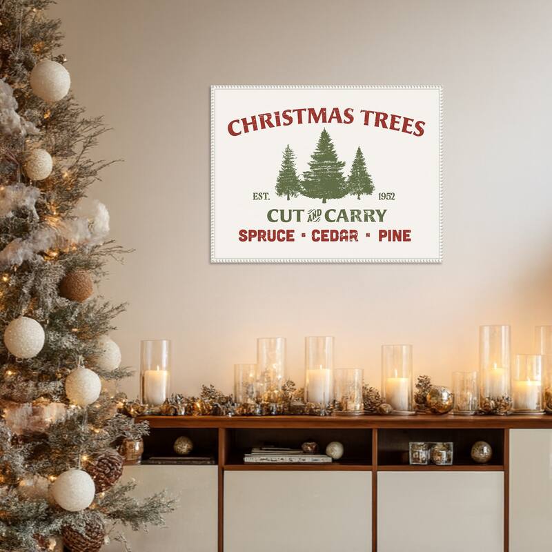 Christmas Farm Sign I by Victoria Barnes Framed Canvas Wall Art Print