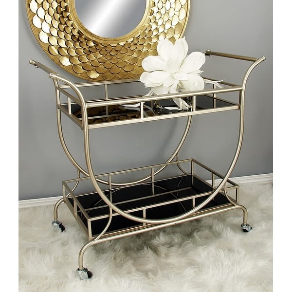 Metal Contemporary Silver Bar Cart 33 x 38 x 19 Overstock 35378179