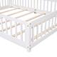 Twin/Full/Queen size Floor Platform Bed with Fence and Door for Kids, Toddlers
