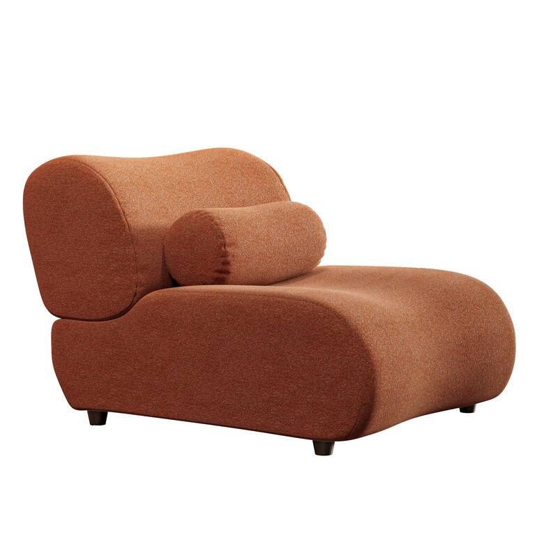 Modern Armless Lounge Sofa with 70° Reclined Backrest and Cylindrical Pillows for Living Room and Guest Room