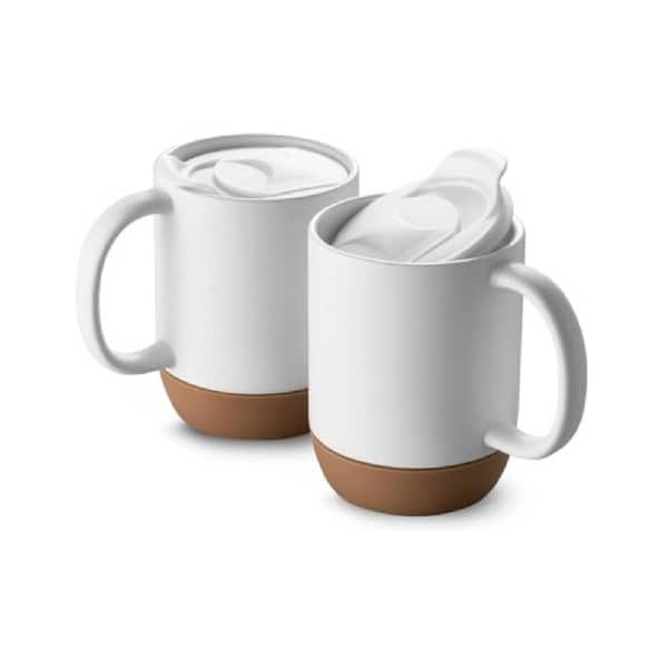 DOWAN Coffee Mugs Set of 2, 15 OZ Coffee Mug with Cork Bottom and Splash  Proof Lid - Bed Bath & Beyond - 42726186
